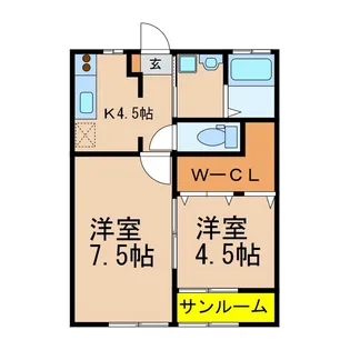 ユニヴェール A棟【2階】の間取り