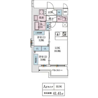 スプランディッド弁天町WEST【6階】の間取り