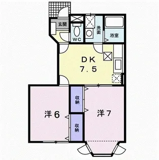 シャトーポルトA【1階】の間取り