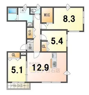 シュベール菊水【3階】の間取り