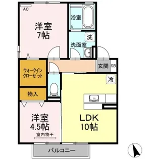 グランドソレイユ平野【2階】の間取り