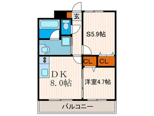 PLACIDE七瀬川【4階】の間取り