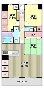 ライオンズマンション大阪狭山壱番館【3階】の間取り