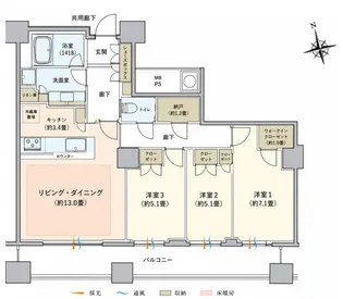 ザ・パークハウス西新宿タワー60【43階】の間取り