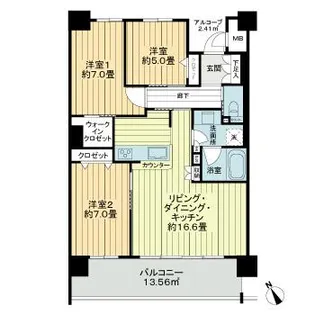 サーパス学校町レジデンス【6階】の間取り