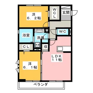 クレセールゆいの杜8丁目B【1階】の間取り