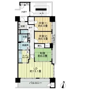 ライオンズマンション北四番丁【5階】の間取り