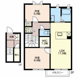 ウエストウインド【2階】の間取り