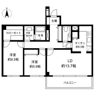 ブルグ池田山【2階】の間取り