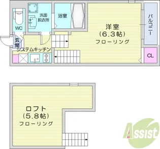 ハーモニーテラス福住町2【2階】の間取り