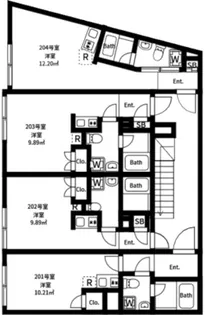 王子本町2丁目北棟【2階】の間取り