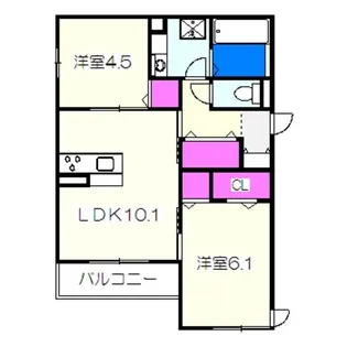 Rue colline三国ヶ丘【1階】の間取り