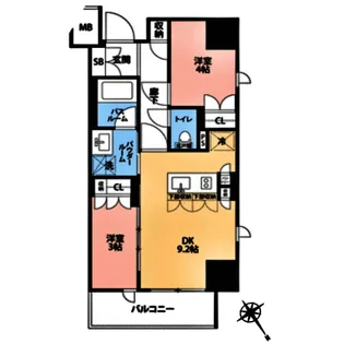 デュオステージ横濱伊勢佐木【7階】の間取り