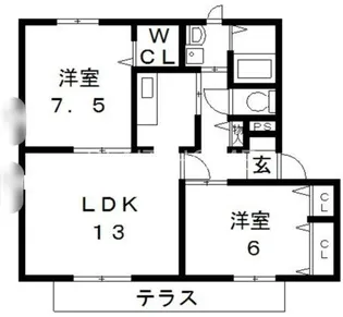 サンモール平山【1階】の間取り