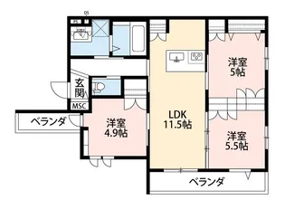 アコールサティ東所沢【3階】の間取り
