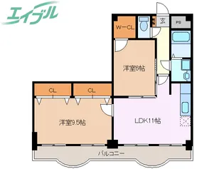 フラワーとんずい【3階】の間取り
