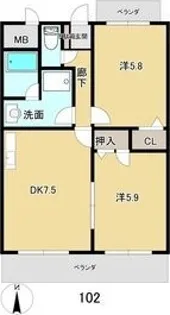 セントラルハイツ野瀬 WEST【3階】の間取り
