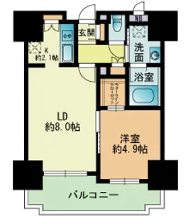 RJRプレシア吉塚駅前【6階】の間取り