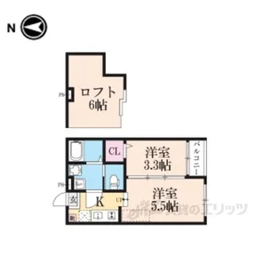 ハーモニーテラス深草大亀谷万帖敷町【2階】の間取り
