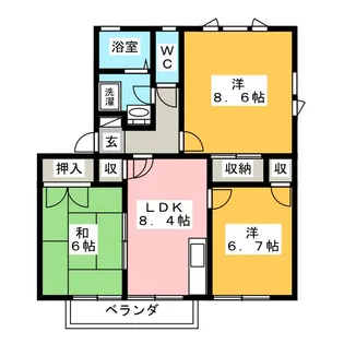 グリーンマウント本城 W棟【2階】の間取り
