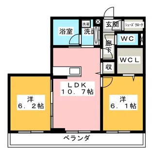 クレセールゆいの杜8丁目D【1階】の間取り