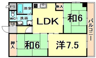アルテス21西伊丹【1階】の間取り