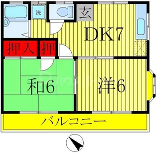 コーポあかね【1階】の間取り