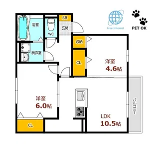 セジュール海田【2階】の間取り