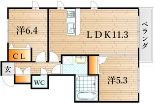 グリーンクレスト【1階】の間取り