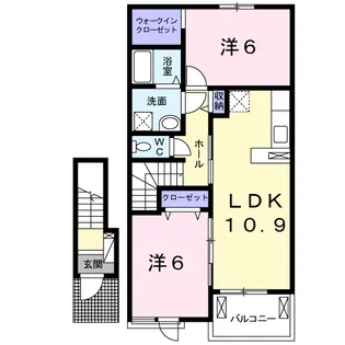 アンソレイユ B【2階】の間取り