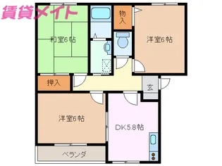 アムール・ラフィーネ B棟【2階】の間取り