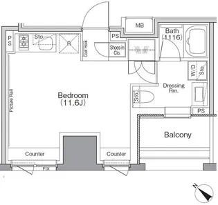 ザ・パークハビオSOHO横浜関内【2階】の間取り