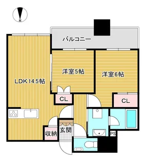 シティータワー大阪本町【41階】の間取り
