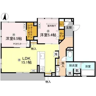 ブランノワール高槻【1階】の間取り