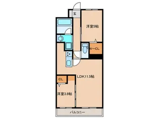 コンダクトレジデンスHANAMINOSATO【3階】の間取り