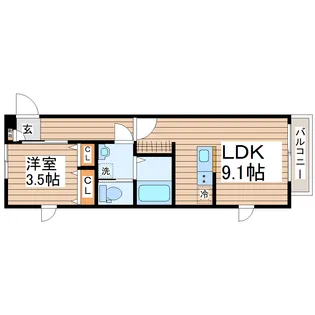 (仮)ガス割 第十弾 ブラン台原【2階】の間取り