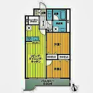 第2スカイハイム【5階】の間取り