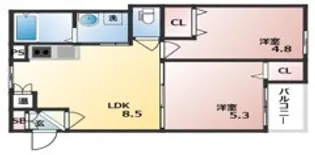 GRANDIR尼崎【2階】の間取り