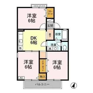 サウスヒルB【2階】の間取り