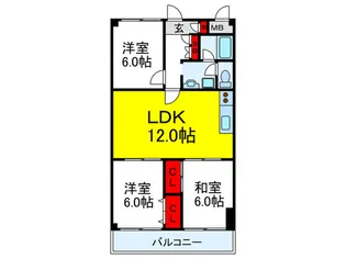 第二玉一ハイツ【5階】の間取り