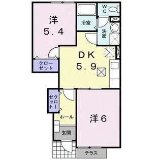 サンパティーク中村【1階】の間取り