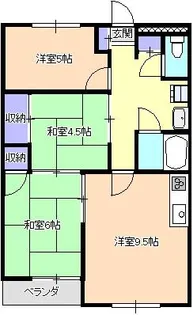所沢コーポラスE棟【10階】の間取り
