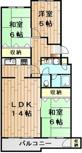 津田沼グリーンハイツ9号棟【4階】の間取り