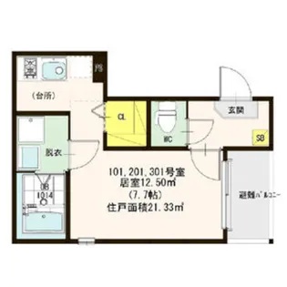 ハーモニーテラス豊新【2階】の間取り