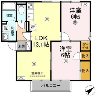 グランディール A棟【2階】の間取り