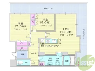 レジディアタワー仙台【7階】の間取り
