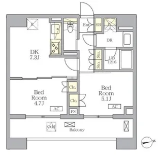 ザ・ライオンズフォーシア文京湯島【11階】の間取り