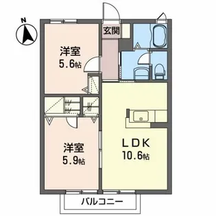 ラフォーレ御廟B【1階】の間取り