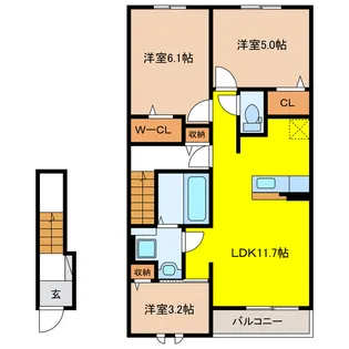 岐阜県岐阜市東鶉2【アパート】の間取り