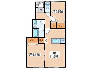 ラヴィ-タ2号【1階】の間取り